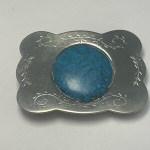 Vintage Southwestern Belt Buckle with Faux Turquoise Center